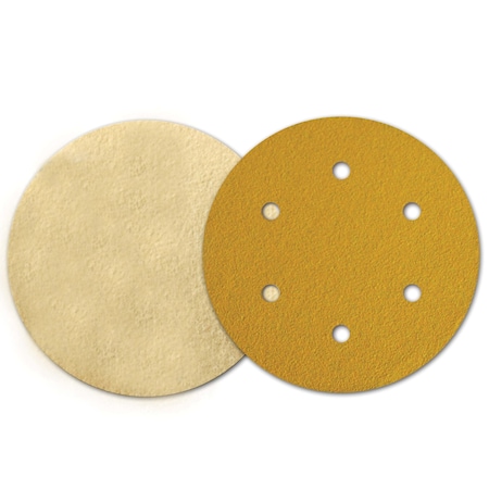 Continental Abrasives 6" 60 Grit C-Weight Gold Aluminum Oxide Stearate Coated Hook & Loop Disc 6 Hole SD-60HG6060